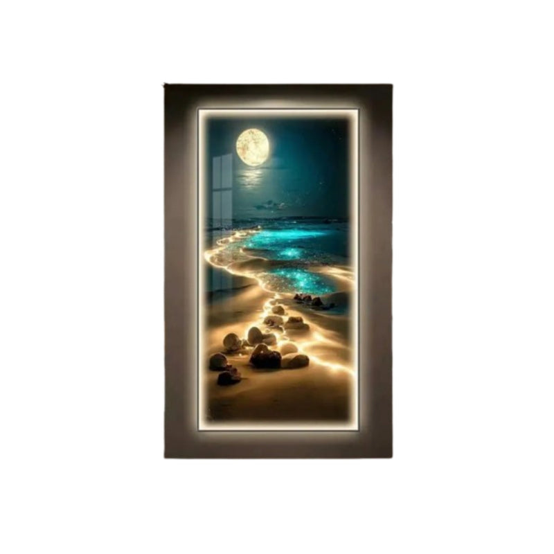 aplica led perete cu tablou abstract decor modern pentru living hol si dining iluminare ambientala
