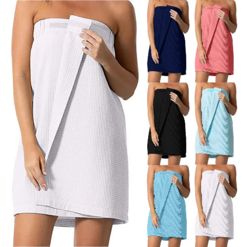 prosop tip halat dama waffle cu prindere reglabila pentru baie spa si relaxare acasa