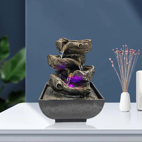 Fantana decorativa masa 3 niveluri cu LED si pompa – cascada zen relaxare, decor interior modern
