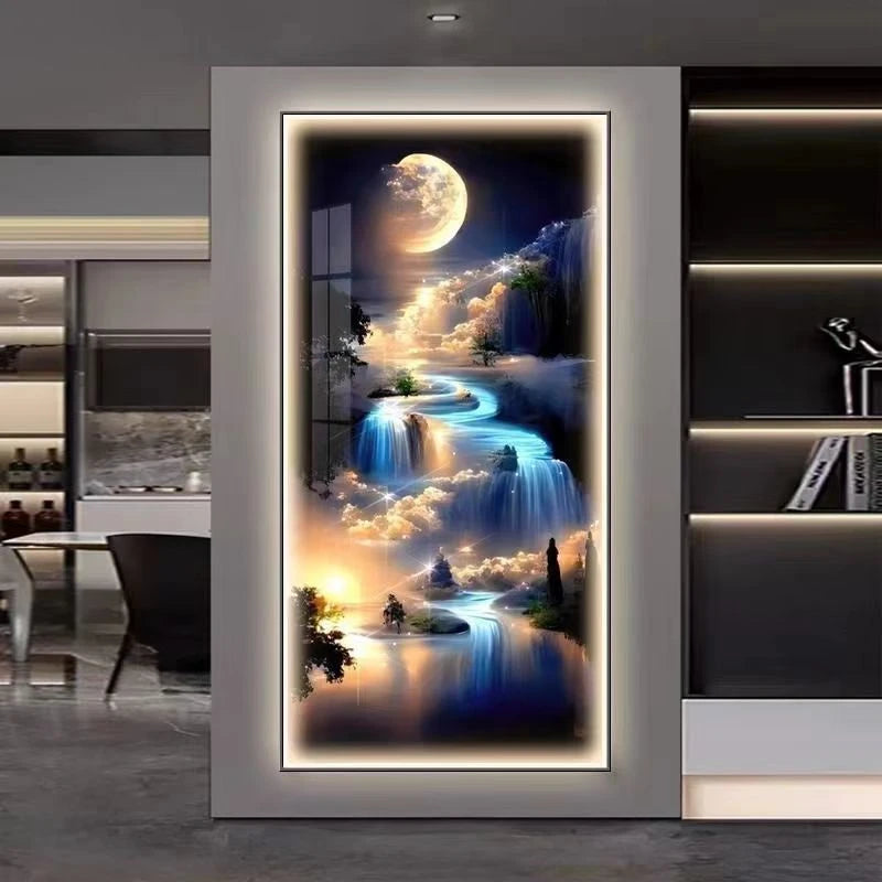 Aplica LED perete cu tablou abstract – decor modern pentru living, hol si dining