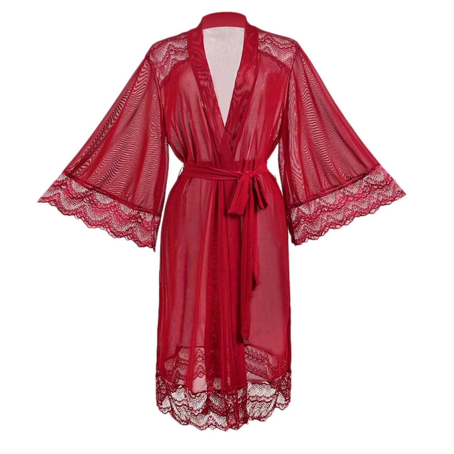Halat dama dantela rosie – rochie de noapte eleganta si confortabila pentru acasa