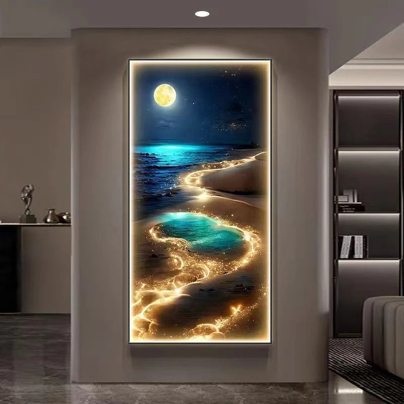 Aplica LED perete cu tablou abstract – decor modern pentru living, hol si dining