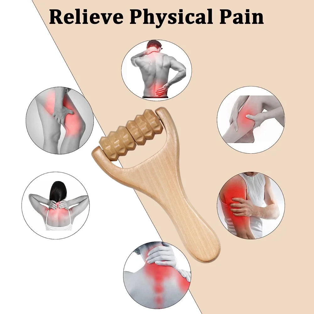 Rola masaj lemn pentru corp – trigger point gat, spate, picioare si relaxare