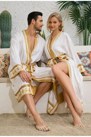 Halat barbati satin kimono – elegant cu imprimeu baroc pentru casa si relaxare