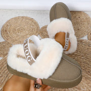Papuci dama cu platforma din piele intoarsa – sandale casual confortabile pentru exterior