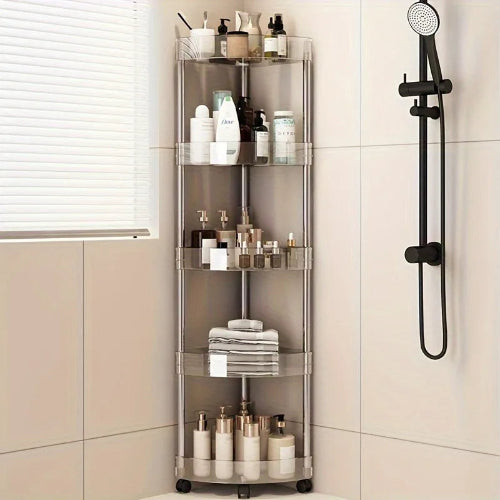 Raft organizator baie 5 niveluri cu roti – carucior depozitare multifunctional bucatarie, reglabil