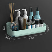 Raft organizator baie bucatarie fara gaurire – suport perete cosmetice si condimente, inox