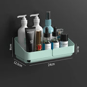 Raft organizator baie bucatarie fara gaurire – suport perete cosmetice si condimente, inox