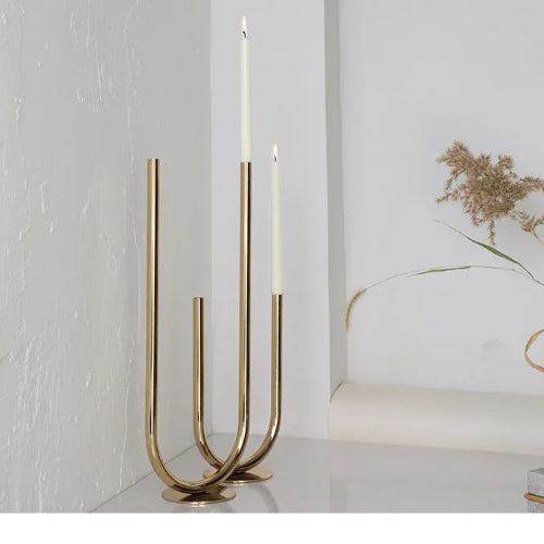 Suport lumanare auriu metal – decorativ modern pentru masa si decor elegant