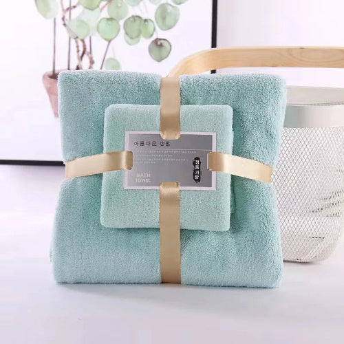 Set 2 prosoape baie super absorbante coral velvet – moi si pufoase pentru casa, hotel si SPA