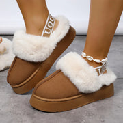Papuci dama cu platforma din piele intoarsa – sandale casual confortabile pentru exterior