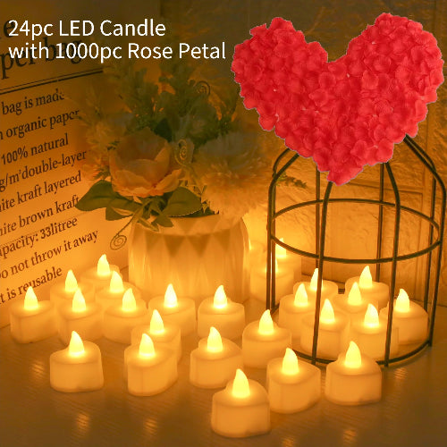 Set lumanari LED petale trandafir – lumina calda decor romantic si evenimente speciale