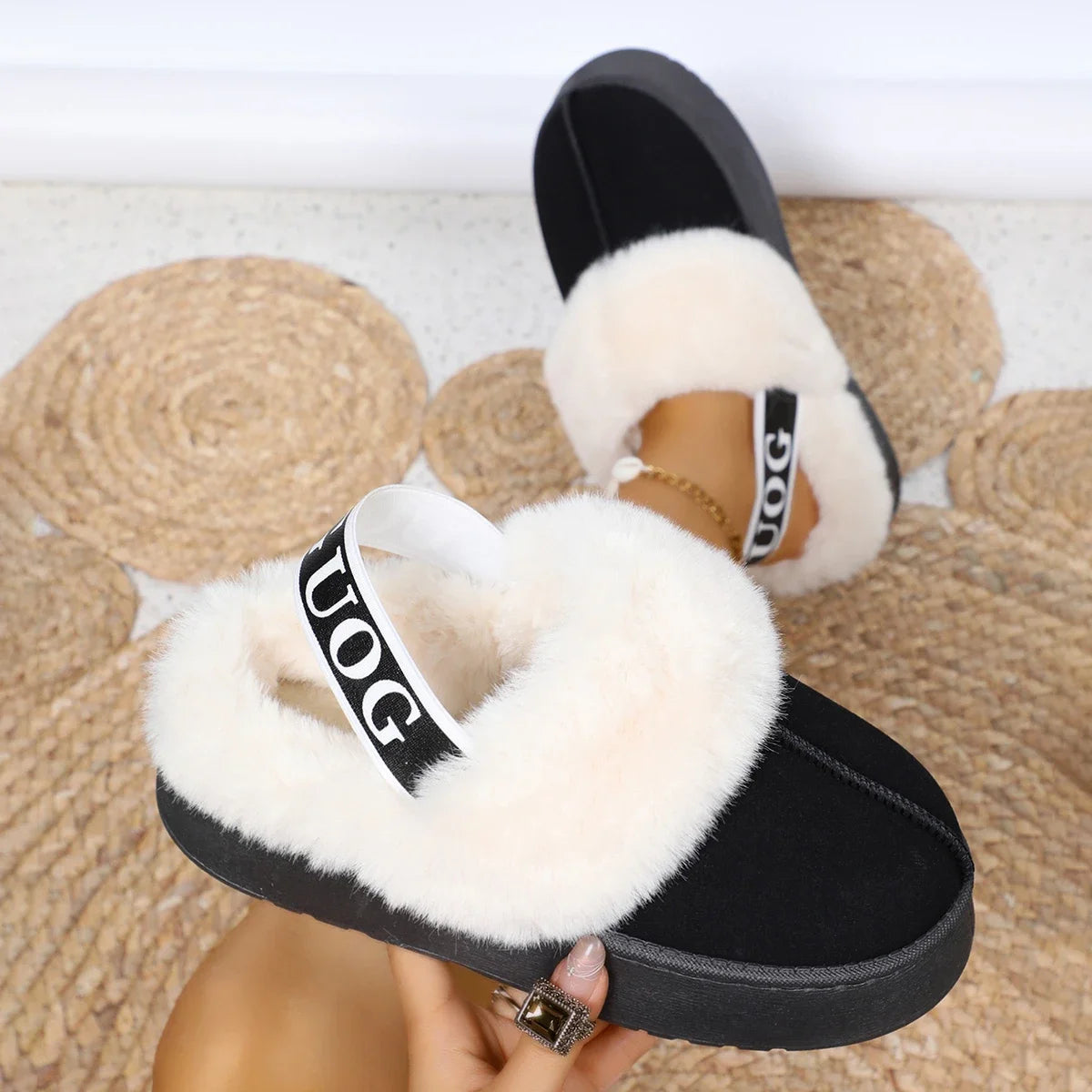 Papuci dama cu platforma din piele intoarsa – sandale casual confortabile pentru exterior