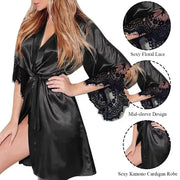 Halat dama satin dantela florala – set rochie de noapte eleganta si confortabila