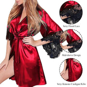 Halat dama satin dantela florala – set rochie de noapte eleganta si confortabila