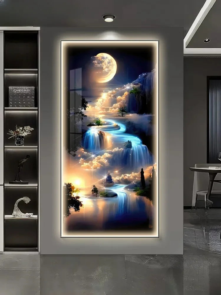 Aplica LED perete cu tablou abstract – decor modern pentru living, hol si dining