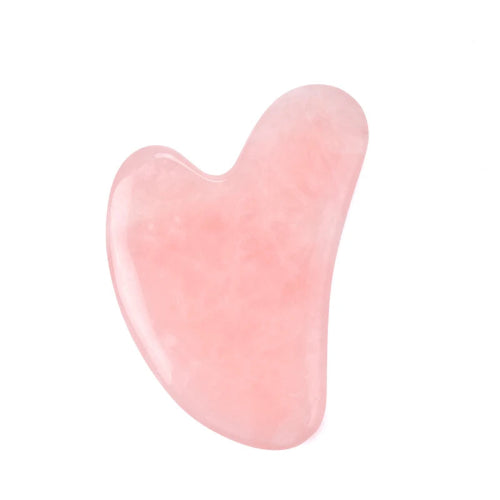 Placa Gua Sha cuart roz forma inima – masaj facial lifting, drenaj limfatic, relaxare