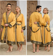 Halat barbati satin kimono – elegant cu imprimeu baroc pentru casa si relaxare
