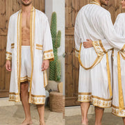 Halat barbati satin kimono – elegant cu imprimeu baroc pentru casa si relaxare