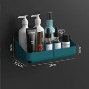 Raft organizator baie bucatarie fara gaurire – suport perete cosmetice si condimente, inox