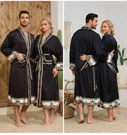 Halat barbati satin kimono – elegant cu imprimeu baroc pentru casa si relaxare