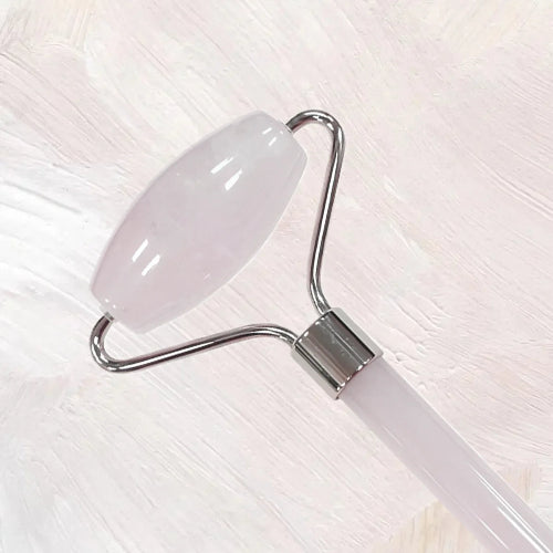 rola faciala dubla din cuart roz pentru lifting drenaj si masaj facial relaxant