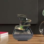 Fantana decorativa masa 4 niveluri cu pompa – cascada relaxanta Feng Shui pentru birou si gradina