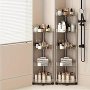 Raft organizator baie 5 niveluri cu roti – carucior depozitare multifunctional bucatarie, reglabil