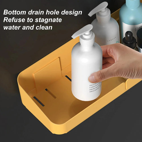 Raft organizator baie bucatarie fara gaurire – suport perete cosmetice si condimente, inox