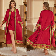 Halat barbati satin kimono – elegant cu imprimeu baroc pentru casa si relaxare
