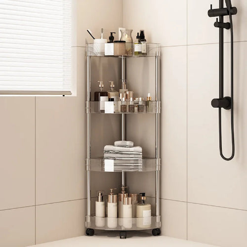 Raft organizator baie 5 niveluri cu roti – carucior depozitare multifunctional bucatarie, reglabil