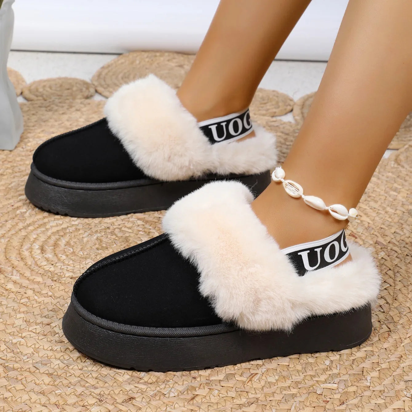 Papuci dama cu platforma din piele intoarsa – sandale casual confortabile pentru exterior