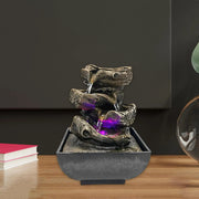 Fantana decorativa masa 4 niveluri cu pompa – cascada relaxanta Feng Shui pentru birou si gradina