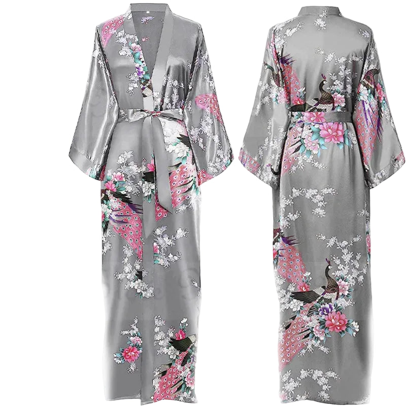 Halat dama satin kimono cu buzunare – elegant pentru mireasa si domnisoare de onoare