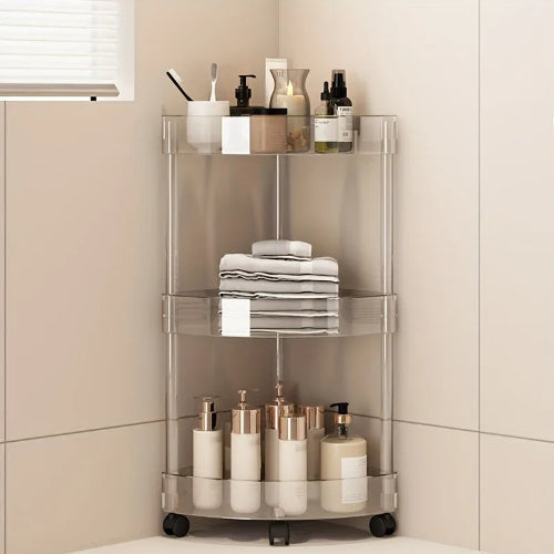 Raft organizator baie 5 niveluri cu roti – carucior depozitare multifunctional bucatarie, reglabil
