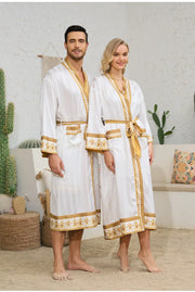 Halat barbati satin kimono – elegant cu imprimeu baroc pentru casa si relaxare
