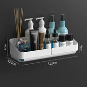 Raft organizator baie bucatarie fara gaurire – suport perete cosmetice si condimente, inox