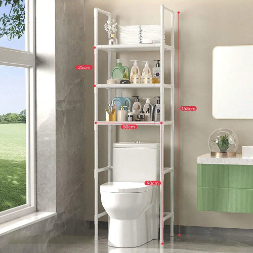 Raft baie peste toaleta 3 niveluri – organizator multifunctional economisire spatiu