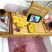 Tava baie extensibila bambus – suport cada reglabil pentru accesorii si relaxare