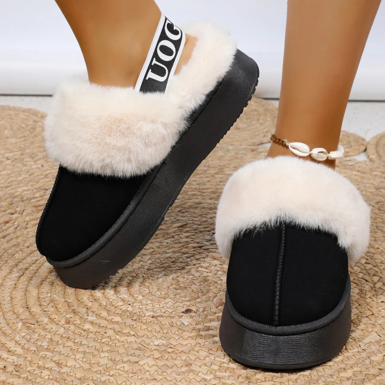 Papuci dama cu platforma din piele intoarsa – sandale casual confortabile pentru exterior