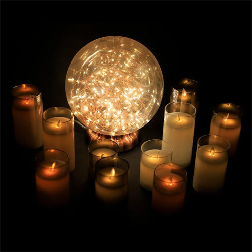 Set 3 lumanari LED sticla cu telecomanda si timer – decor elegant lumina calda
