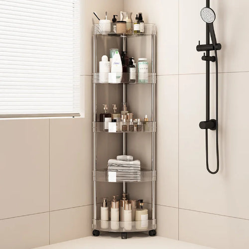 Raft organizator baie 5 niveluri cu roti – carucior depozitare multifunctional bucatarie, reglabil