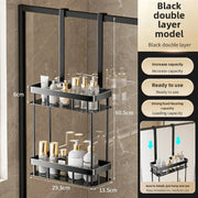 Suport dus fara gaurire – organizator usa sticla cu raft si suport prosop, inox, reglabil