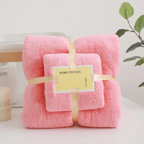 Set 2 prosoape baie super absorbante coral velvet – moi si pufoase pentru casa, hotel si SPA