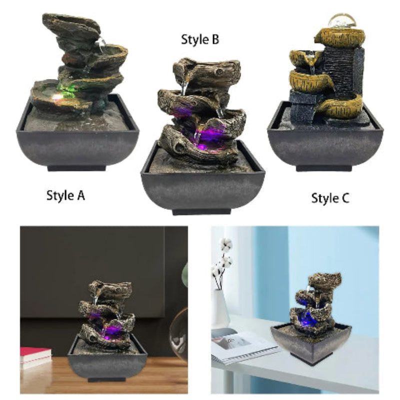 Fantana decorativa masa 4 niveluri cu pompa – cascada relaxanta Feng Shui pentru birou si gradina