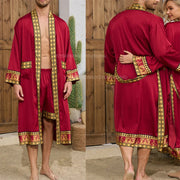 Halat barbati satin kimono – elegant cu imprimeu baroc pentru casa si relaxare
