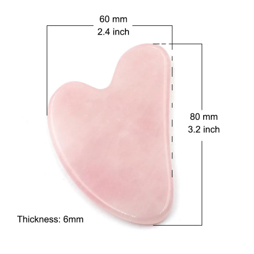 Placa Gua Sha cuart roz natural – masaj facial lifting si drenaj limfatic, relaxare ten