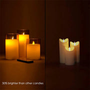 Set 3 lumanari LED sticla cu telecomanda si timer – decor elegant lumina calda