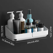 Raft organizator baie bucatarie fara gaurire – suport perete cosmetice si condimente, inox
