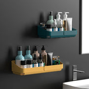 Raft organizator baie bucatarie fara gaurire – suport perete cosmetice si condimente, inox